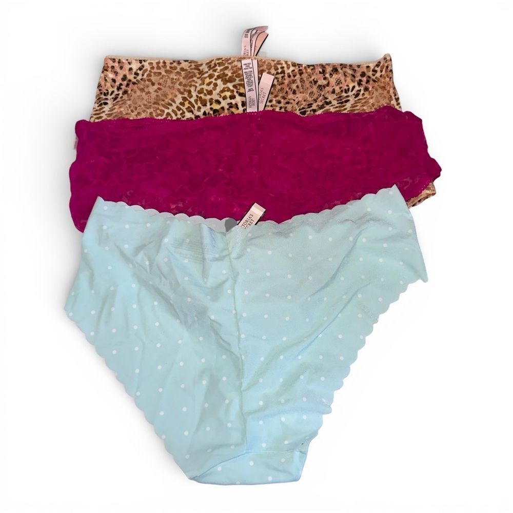 NWT Victoria's Secret (XXL) Panties - Bundle Set of 3 - Leopard/Blue/Pink Bikins
